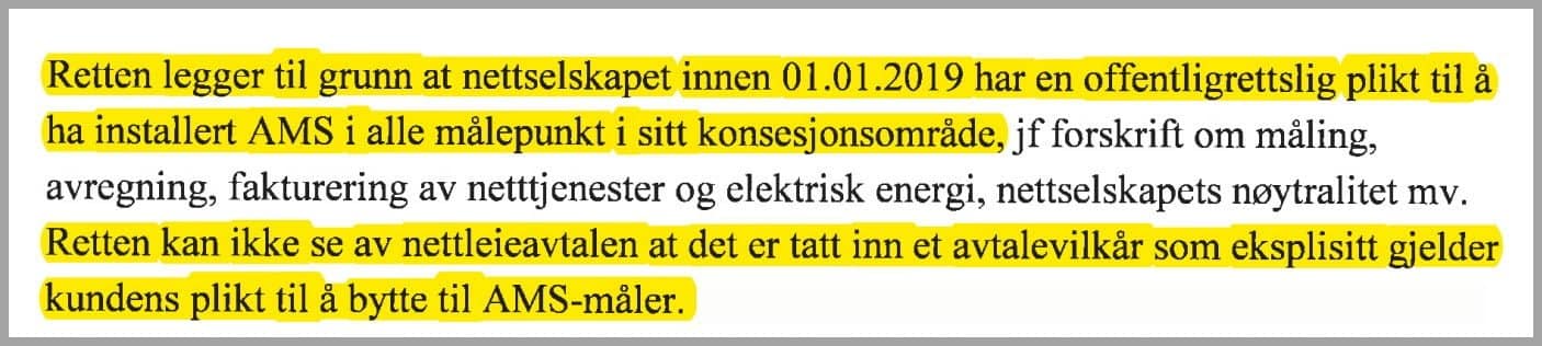 AMS dom i tingretten kunden har ikke plikt til å installere AMS