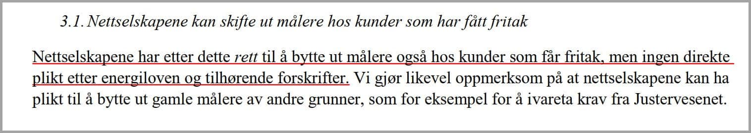 Nettselskapene kan skifte ut målere hos kunder som har fått fritak