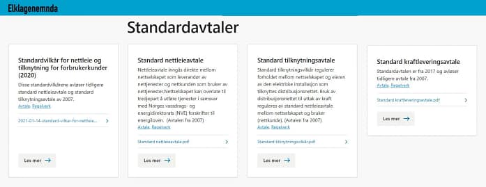 Elklagenemnda nettside standardavtaler Elklagenemnda nettside standardavtaler