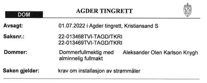Agder Tingrett dom av 1. juli 2022