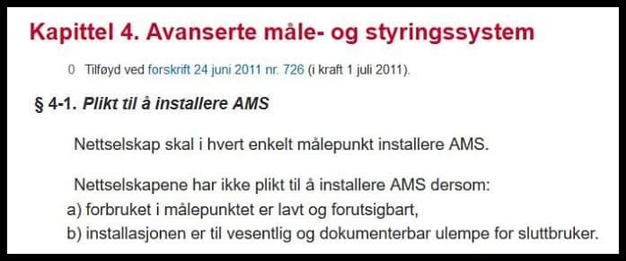 4-1.Plikt-til-a-installere-AMS-med-to-unntak § 4-1.Plikt til å installere AMS