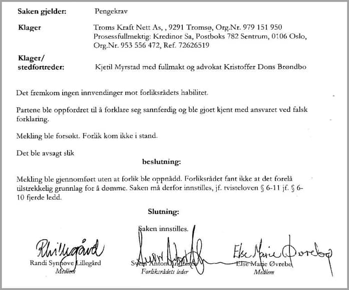 beslutning-slutning-av-forliksrådet Slutning forliksrådet