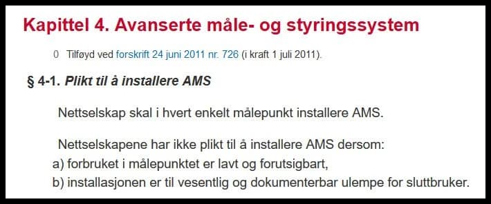 § 4-1.Plikt til å installere AMS