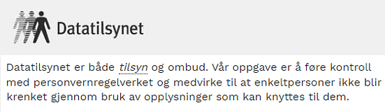 Datatilsynets logo - tilsyn og ombud