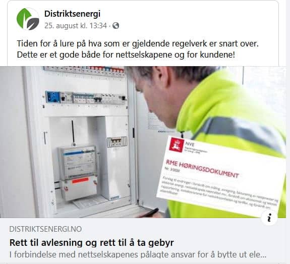 Distriktsenergi - Rett til ta gebyr