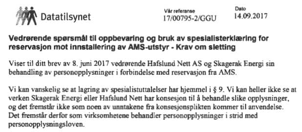 Datatilsynets brev fra 2017 om helseopplysninger