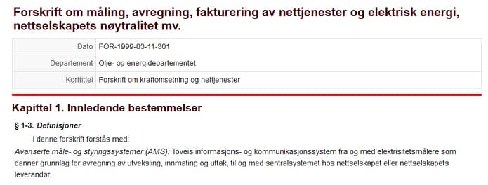 Avanserte- måle og styringssystemer (AMS) § 1-3. Definisjoner