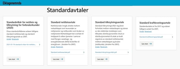 Elklagenemnda nettside standardavtaler Elklagenemnda nettside standardavtaler