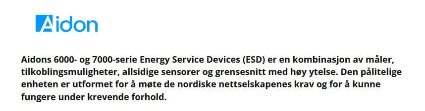 Aidon kombinasjon av avanserte målere og tilkoblingsmuligheter